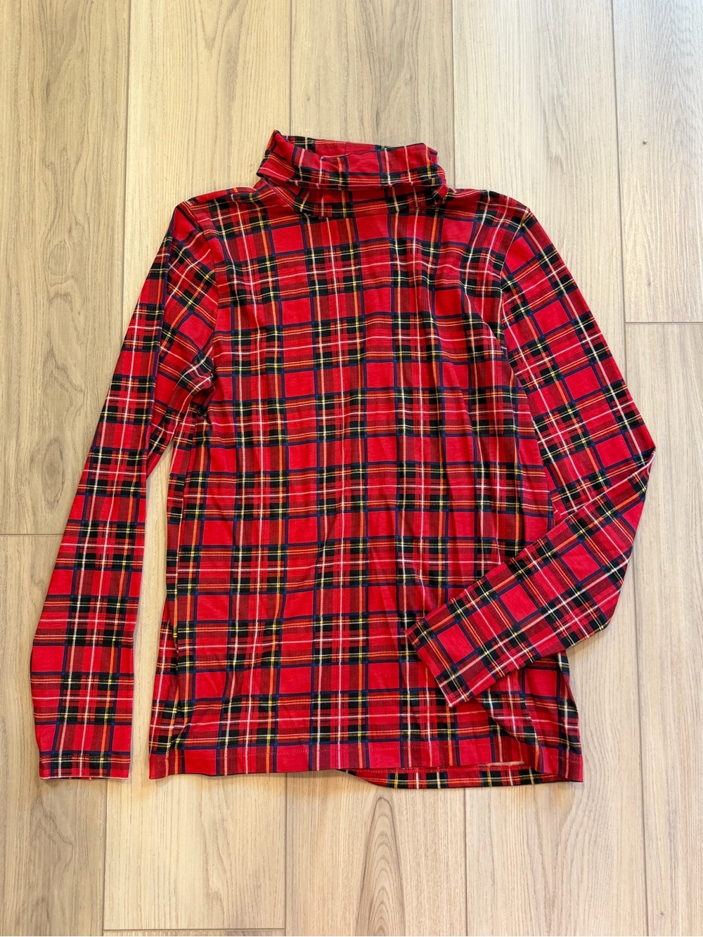 J crew Red Plaid Turtleneck Long Sleeve Top